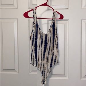 Blue and yellow tie dye body suit!